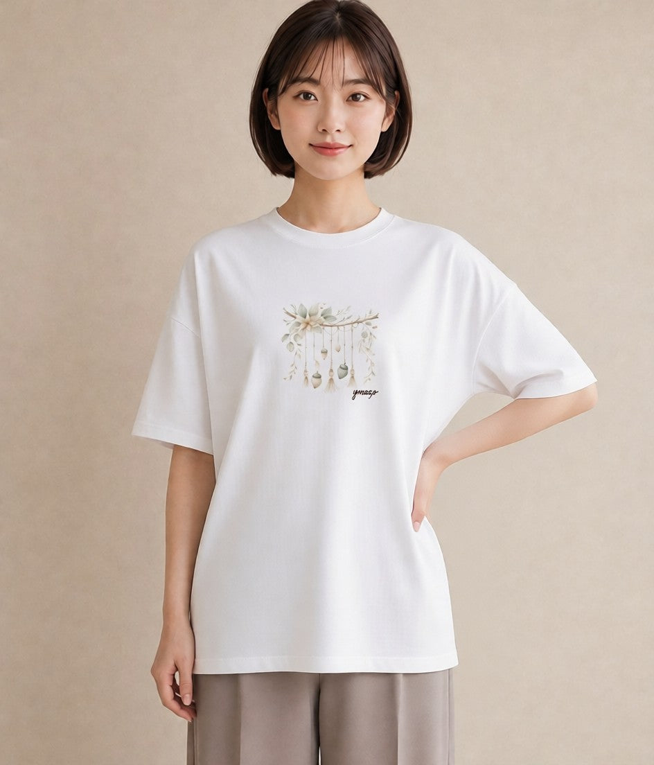 半袖Tシャツ レディース 洗濯物 風 ナチュラル アンティーク イラスト シンプル 母娘コーデ 自分用 白T