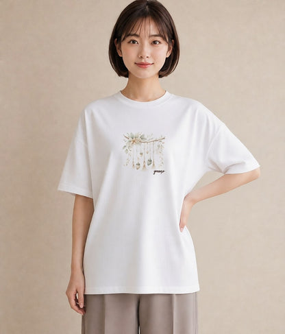 半袖Tシャツ レディース 洗濯物 風 ナチュラル アンティーク イラスト シンプル 母娘コーデ 自分用 白T