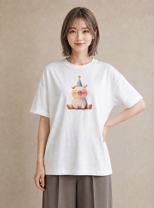 プリントTシャツ レディース カバ 動物 アニマル イラスト ゆるかわ ホワイトデー 春服 白T