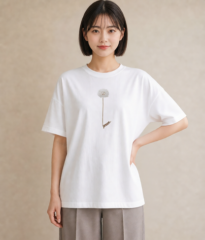 プリントTシャツ レディース たんぽぽ 花 花柄 イラスト シック 春コーデ 姉妹 白T