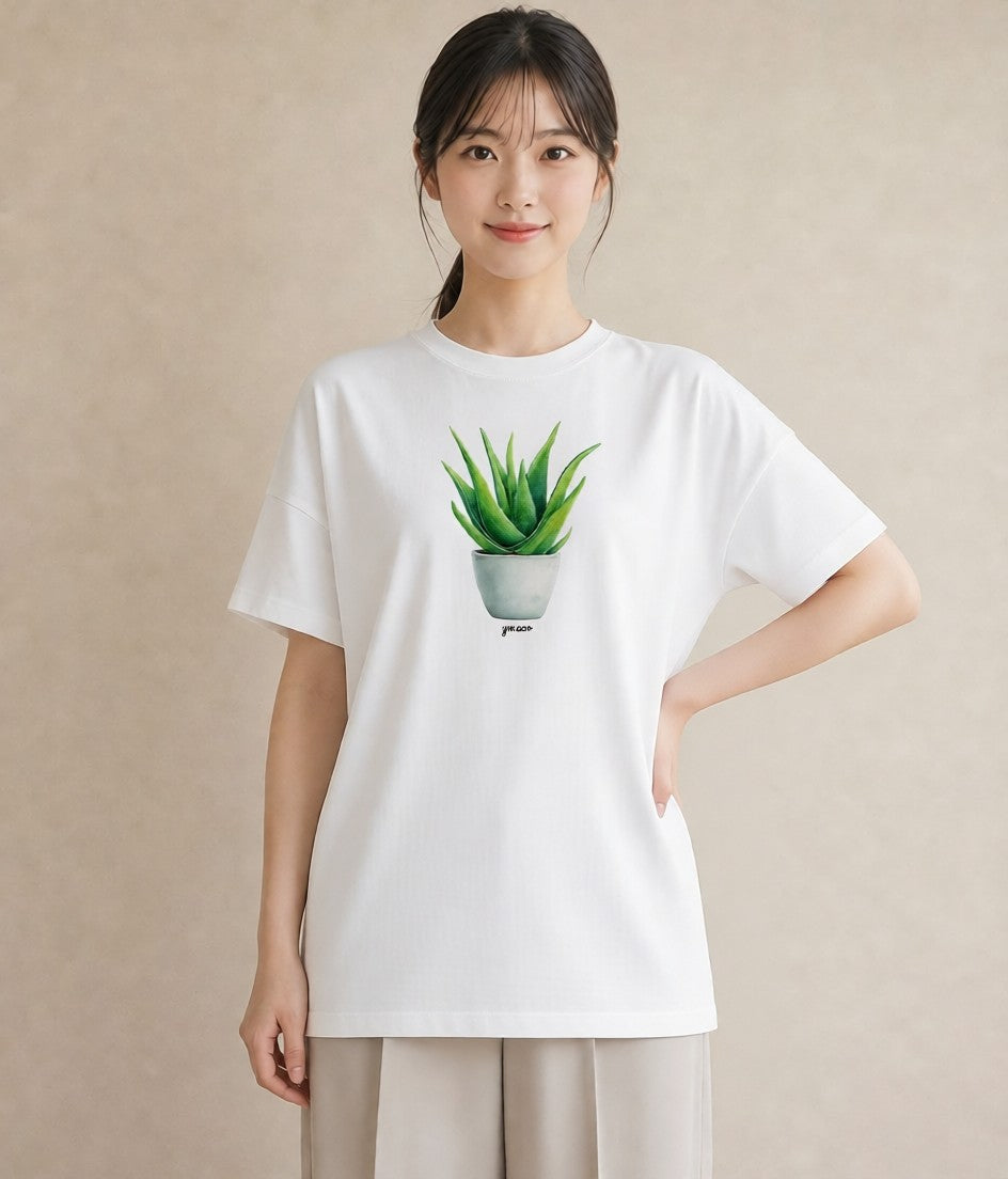 Tシャツ レディース 観葉植物 植物 ボタニカル イラスト きれいめカジュアル 親子 20代 白T
