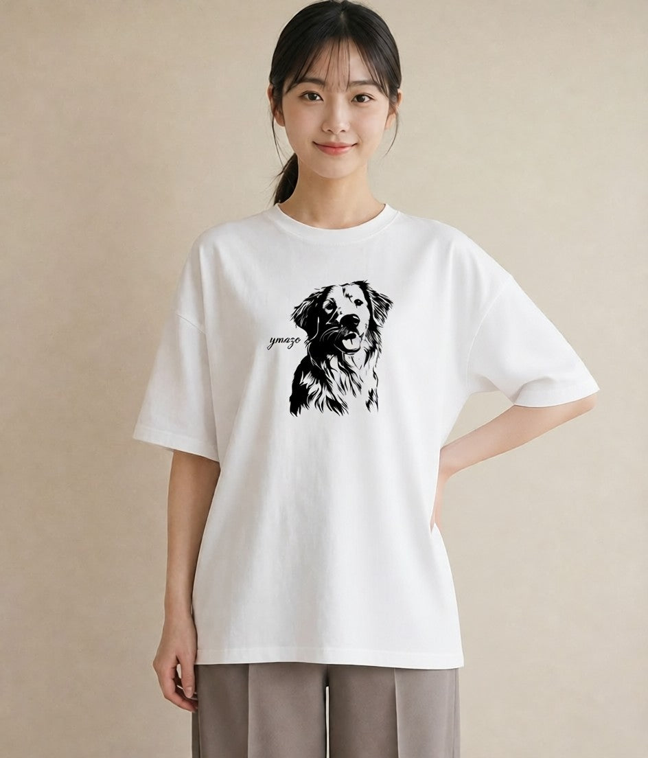 デザインTシャツ レディース 犬 いぬ イラスト 水彩風 カフェ巡り 女子会 白T