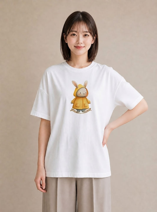 Tシャツ レディース うさちゃん ペット 動物 イラスト シック レイヤード 友達ギフト 白T