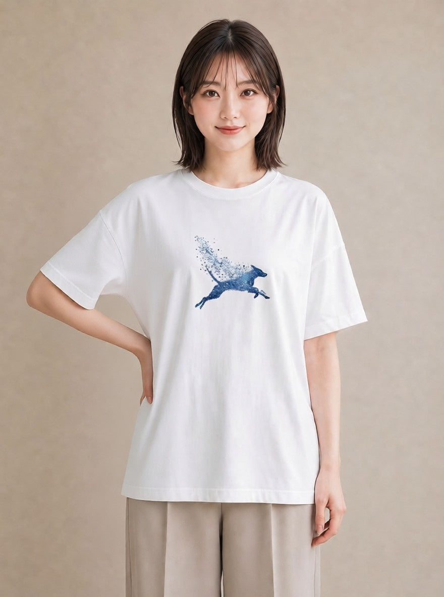 デザインTシャツ レディース 水瓶座 星空 宇宙 イラスト ミニマル 在宅 公園 白T