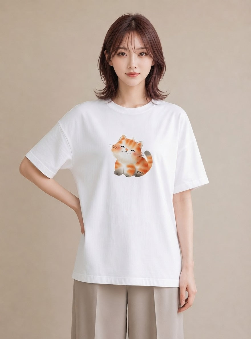 半袖Tシャツ レディース ラグドール 猫 ねこ イラスト レトロ 旅行用 海 白T