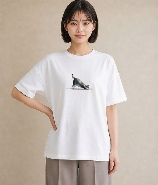 半袖Tシャツ レディース シャム柄 猫 ねこ イラスト ニュアンス 部屋着 女性向けギフト 白T