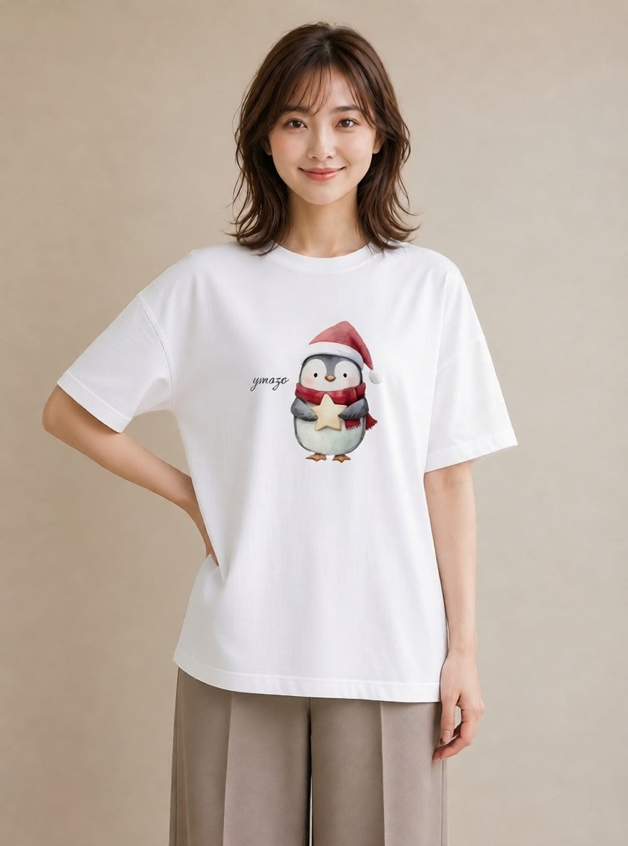 グラフィックTシャツ レディース コウテイペンギン 動物 アニマル イラスト ボタニカル デート 帰省 白T