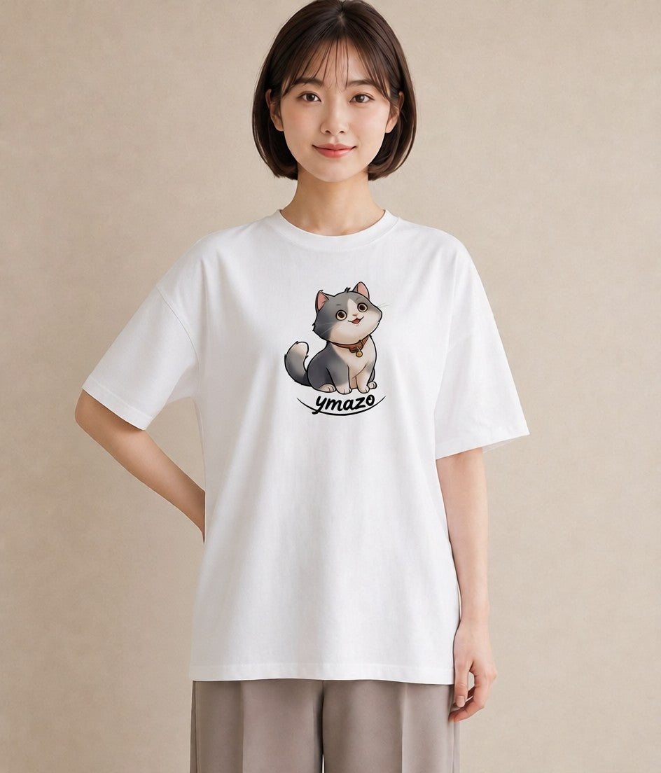 デザインTシャツ レディース エキゾチックショートヘア 猫 ねこ イラスト 可愛い 週末コーデ 敬老の日 白T