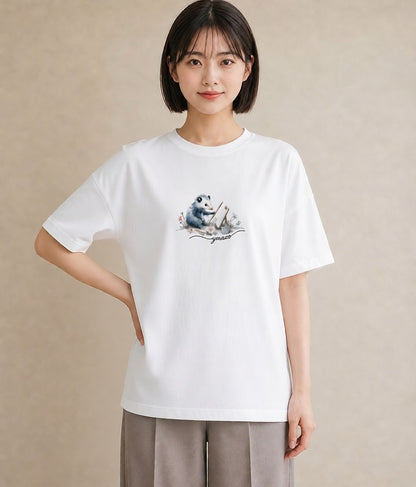 デザインTシャツ レディース ロボロフスキー ペット 動物 イラスト 韓国風 カジュアルコーデ 買い物 白T