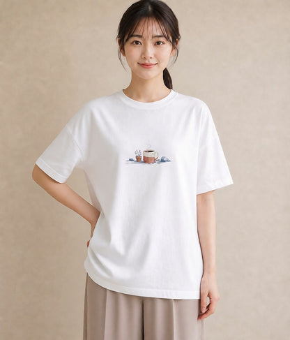 Tシャツ レディース 雨上がりのベンチ ベンチ ナチュラル アンティーク イラスト 週末コーデ 敬老の日 白T