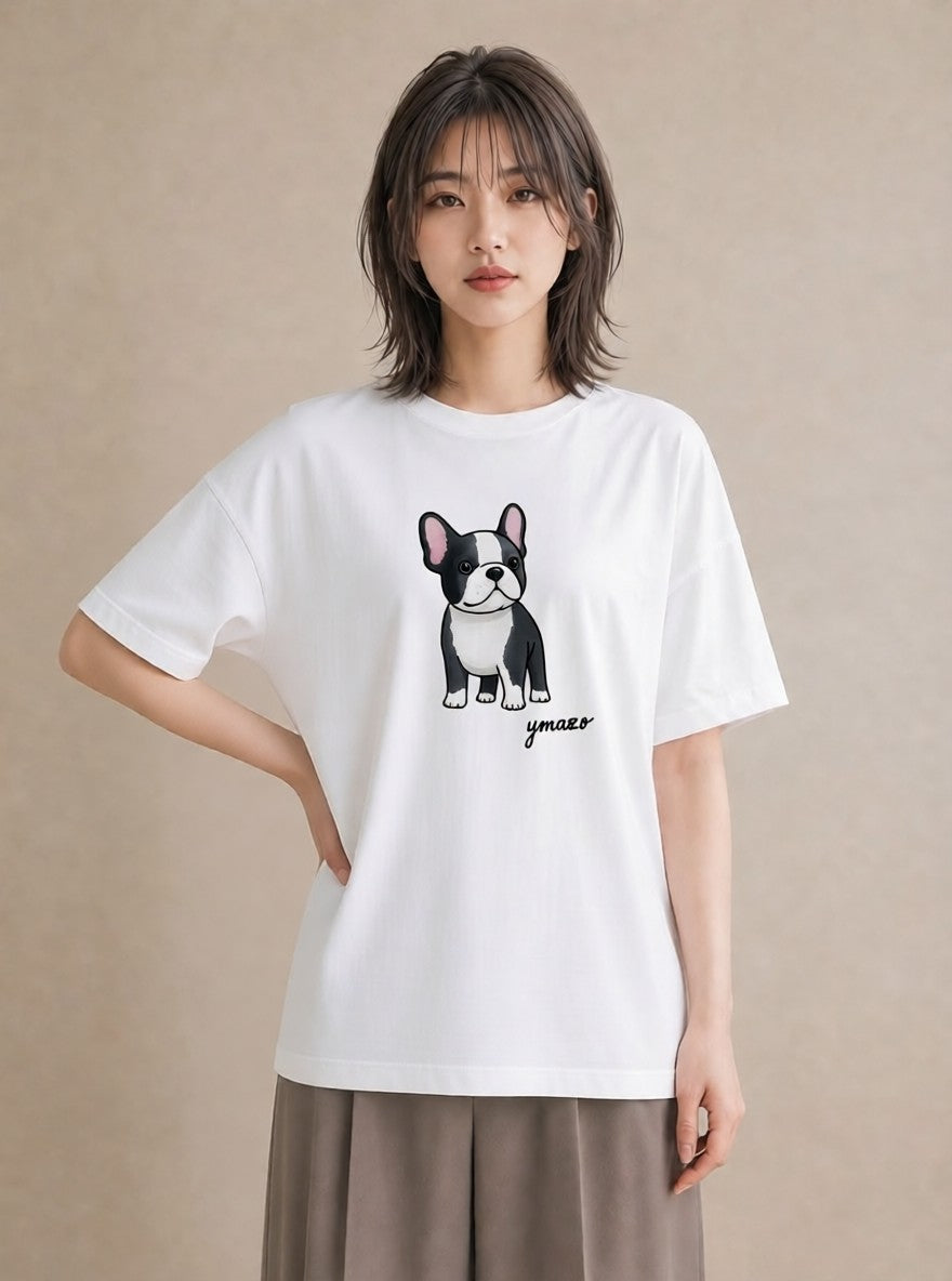半袖Tシャツ レディース いぬ 犬 ワンコ イラスト カフェコーデ 部屋着 女性向けギフト 白T