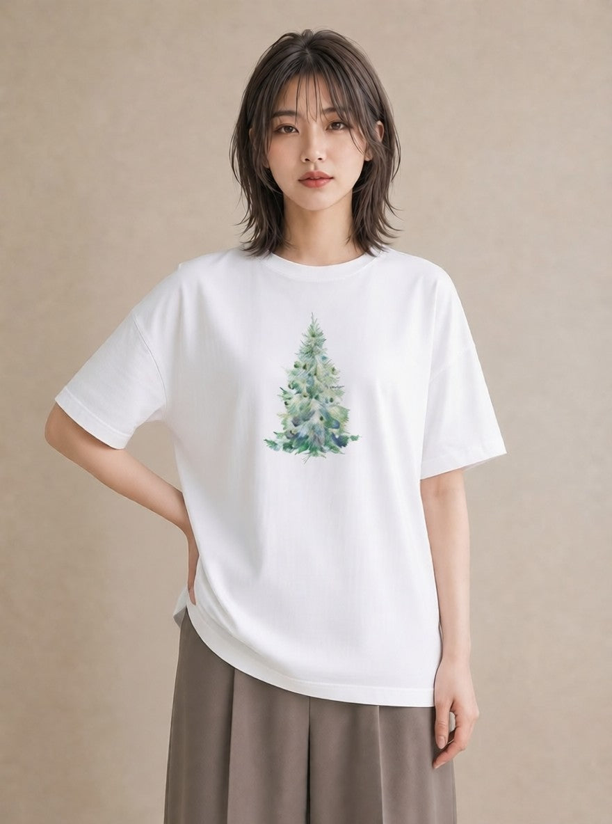 Tシャツ レディース 木 植物 ボタニカル イラスト 普段使い 海 カフェ巡り 白T