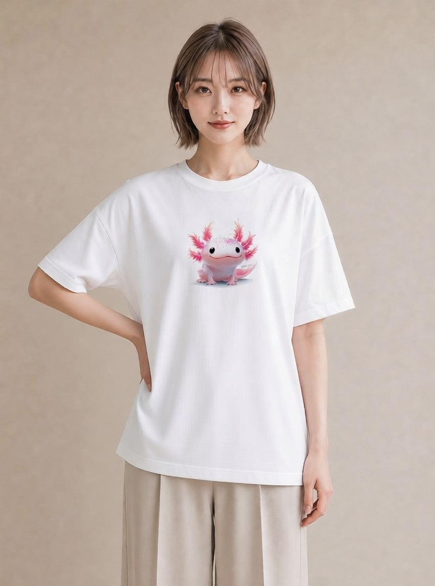 グラフィックTシャツ レディース ウーパールーパー ペット 動物 イラスト アート風 親子 20代 白T