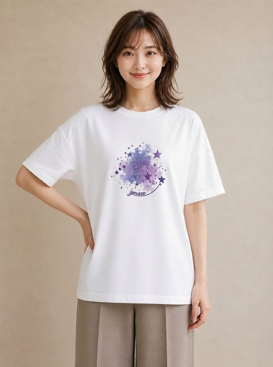 グラフィックTシャツ レディース 牡羊座 星空 宇宙 イラスト ポップ デート 帰省 白T
