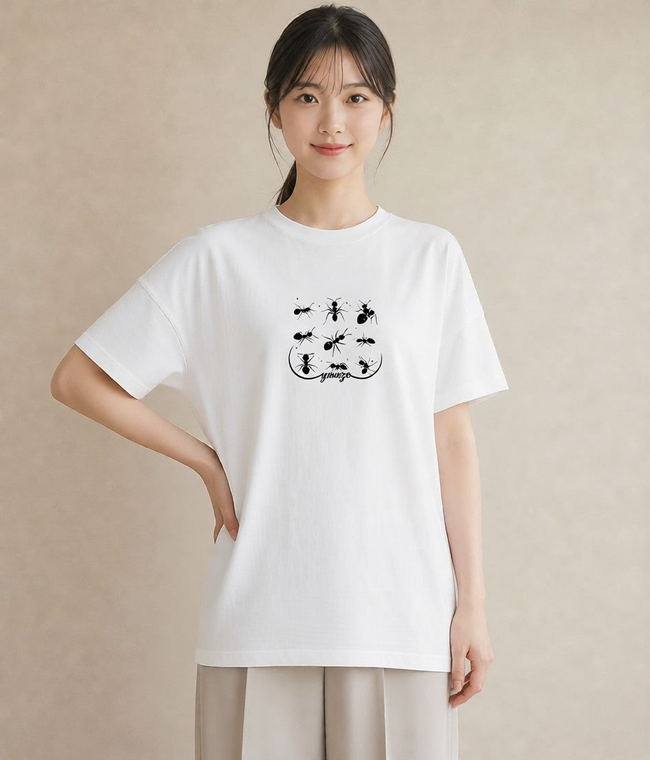 Tシャツ レディース アリ 昆虫 虫 イラスト 可愛い 女性 旅行用 白T