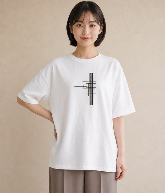 デザインTシャツ レディース 幾何学 ミニマル ジオメトリック イラスト 在宅 公園 白T