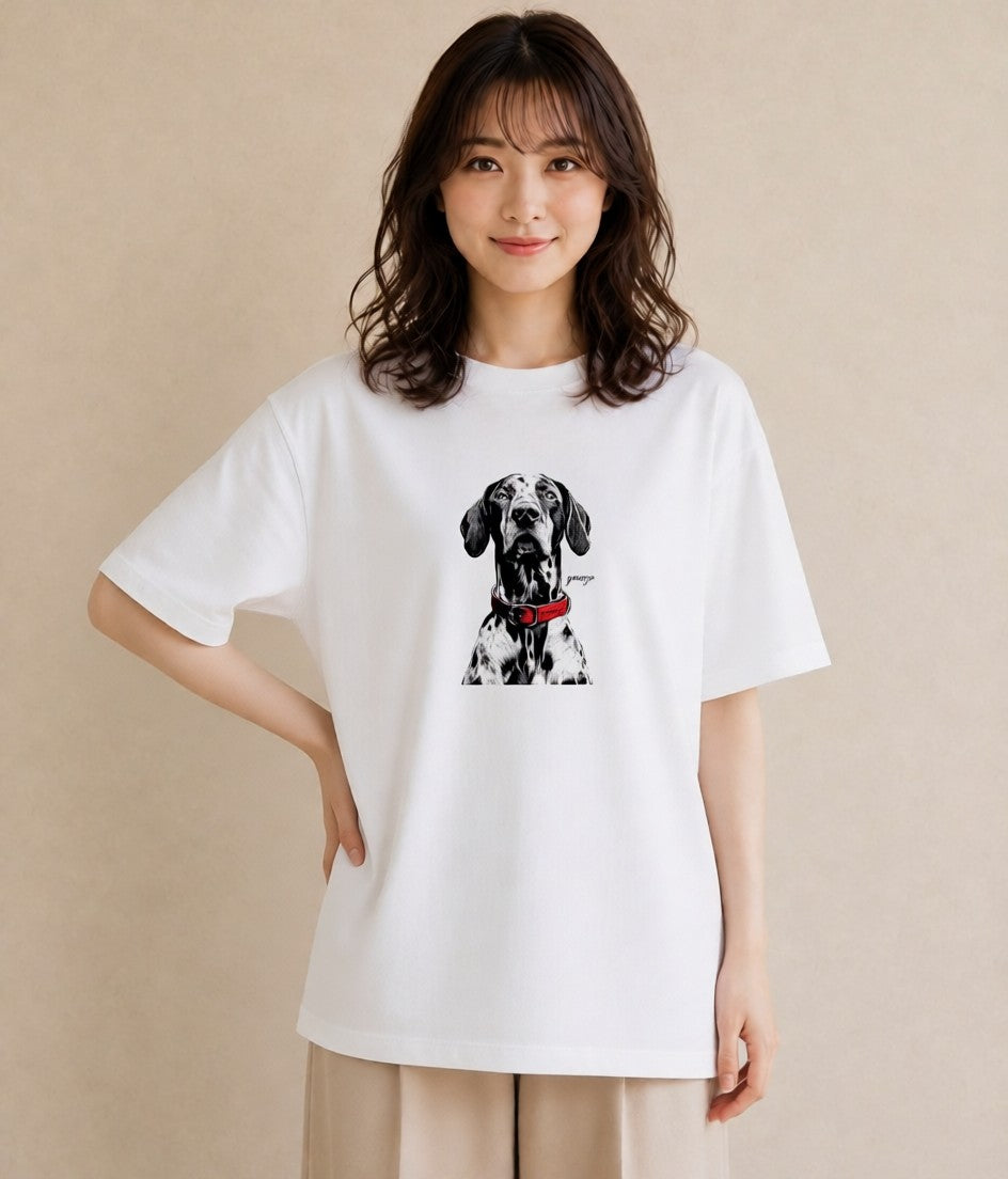 デザインTシャツ レディース ダルメシアン 犬 いぬ イラスト ニュアンス 敬老の日 ホワイトデー 白T