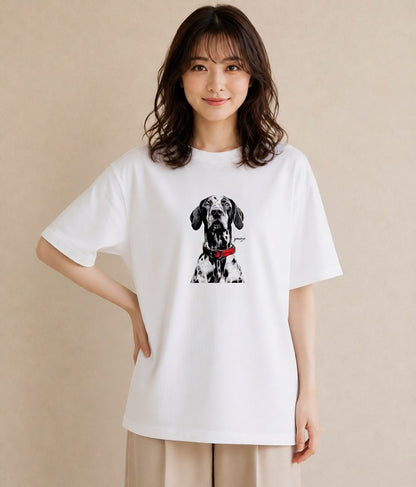 デザインTシャツ レディース ダルメシアン 犬 いぬ イラスト ニュアンス 敬老の日 ホワイトデー 白T