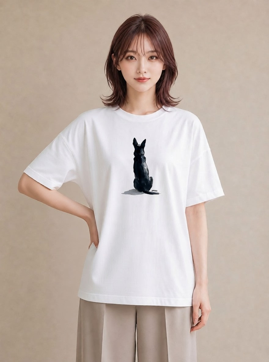 グラフィックTシャツ レディース 犬好き 犬 いぬ イラスト レトロ 自分用 ルームウェア 白T