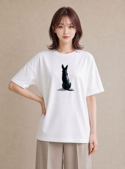 グラフィックTシャツ レディース 犬好き 犬 いぬ イラスト レトロ 自分用 ルームウェア 白T