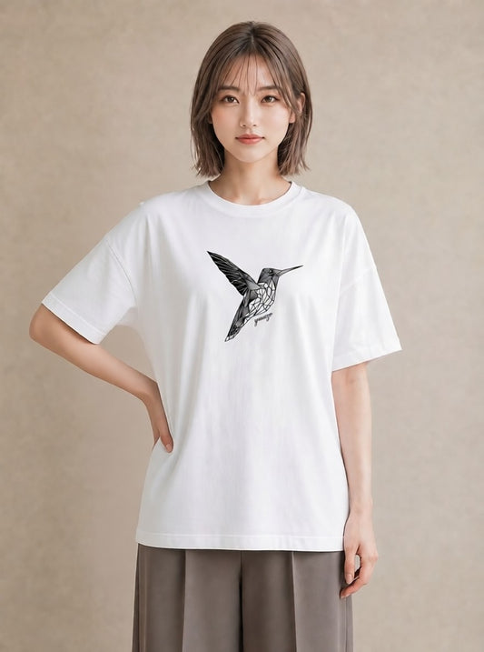 デザインTシャツ レディース 折り鶴 折り紙 ナチュラル アンティーク イラスト レトロ カフェ巡り 女子会 白T