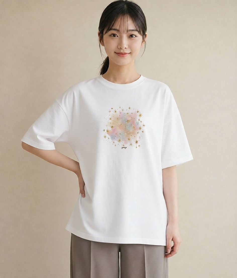 半袖Tシャツ レディース 射手座 星空 宇宙 イラスト 社会人 女性 白T