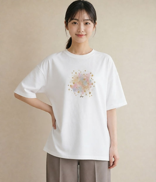 半袖Tシャツ レディース 射手座 星空 宇宙 イラスト 社会人 女性 白T
