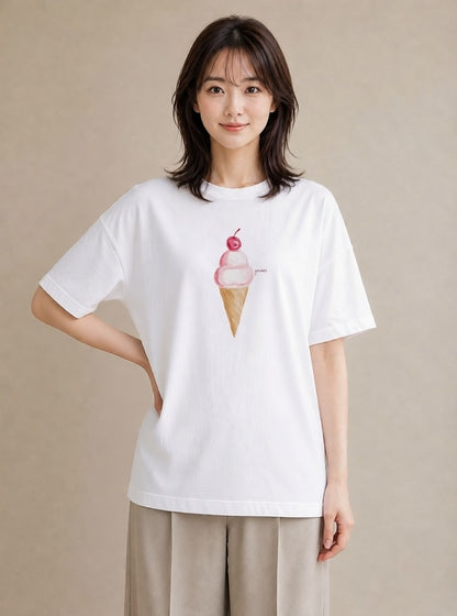 グラフィックTシャツ レディース クリームソーダ 食べ物 フード イラスト 普段使い 女性 旅行用 白T