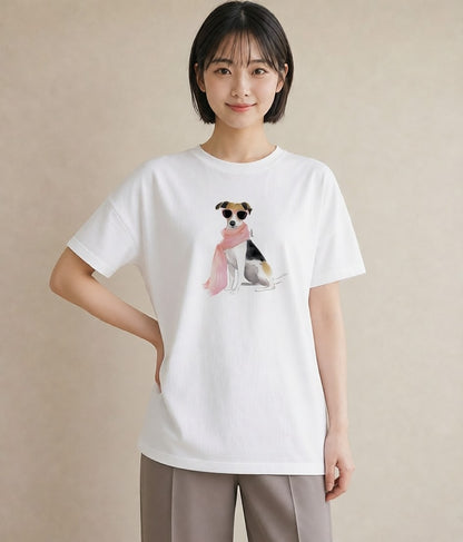 プリントTシャツ レディース 保護犬 犬 いぬ イラスト ヴィンテージ風 休日 ペアコーデ 白T