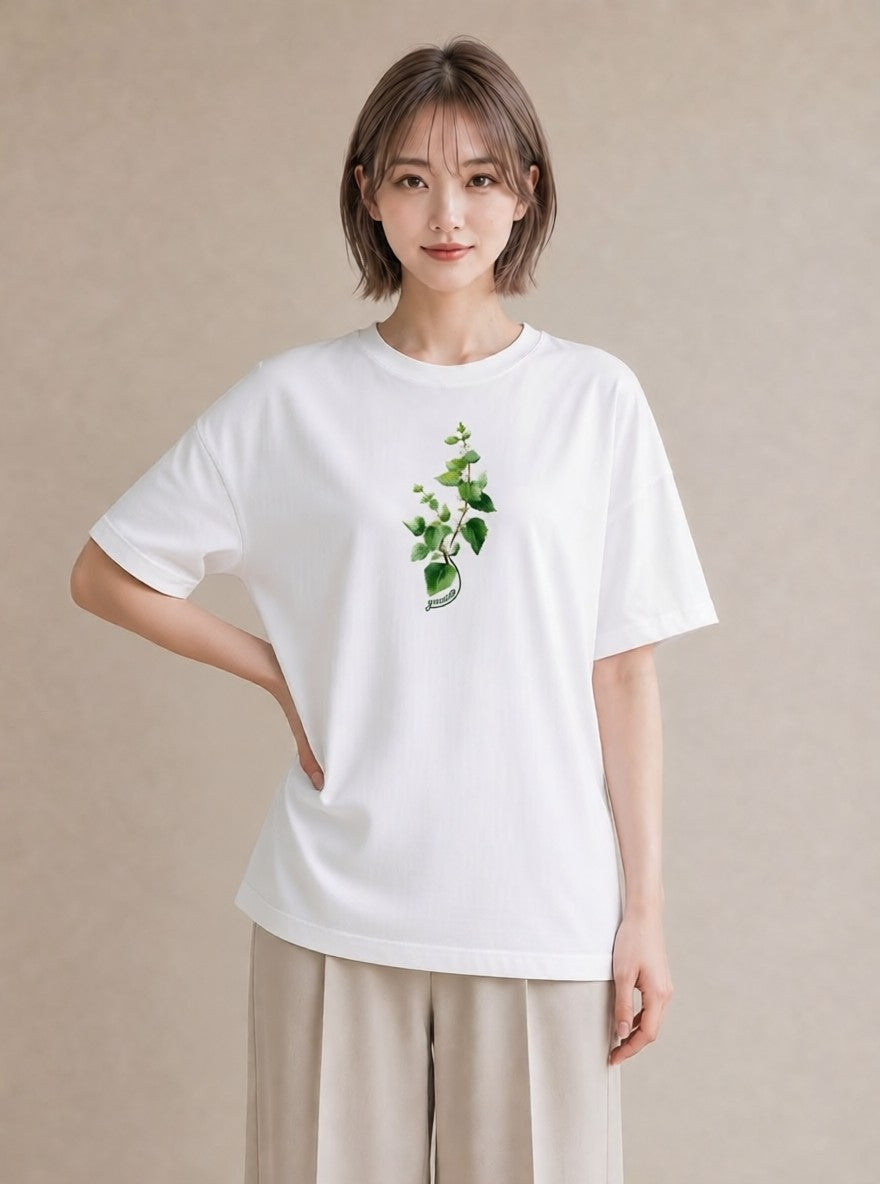 プリントTシャツ レディース ハーブ 植物 ボタニカル イラスト レトロ お揃い 親子 白T