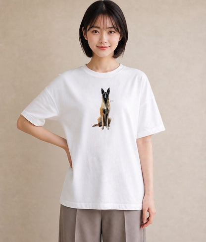 Tシャツ レディース ジャーマンシェパード 犬 いぬ イラスト 上品 送別ギフト 通勤 白T