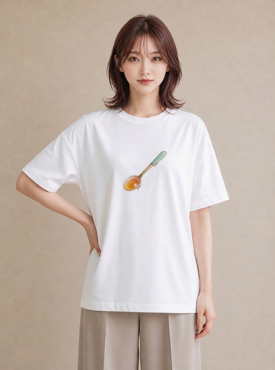 Tシャツ レディース パフェ 食べ物 フード イラスト きれいめカジュアル 誕生日プレゼント 綿100 白T