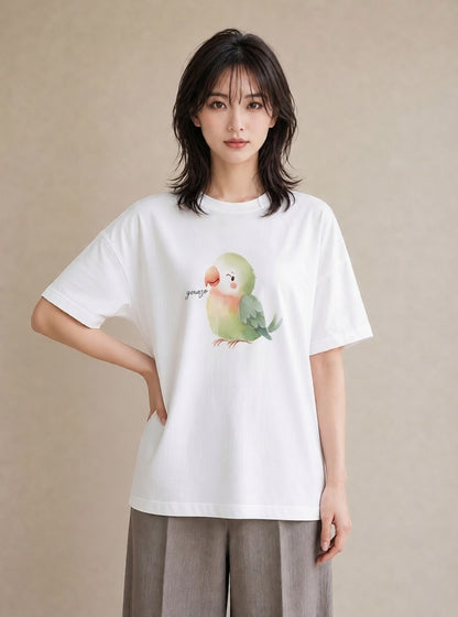 グラフィックTシャツ レディース オカメインコ ペット 動物 イラスト ラフ 社会人 女性 白T