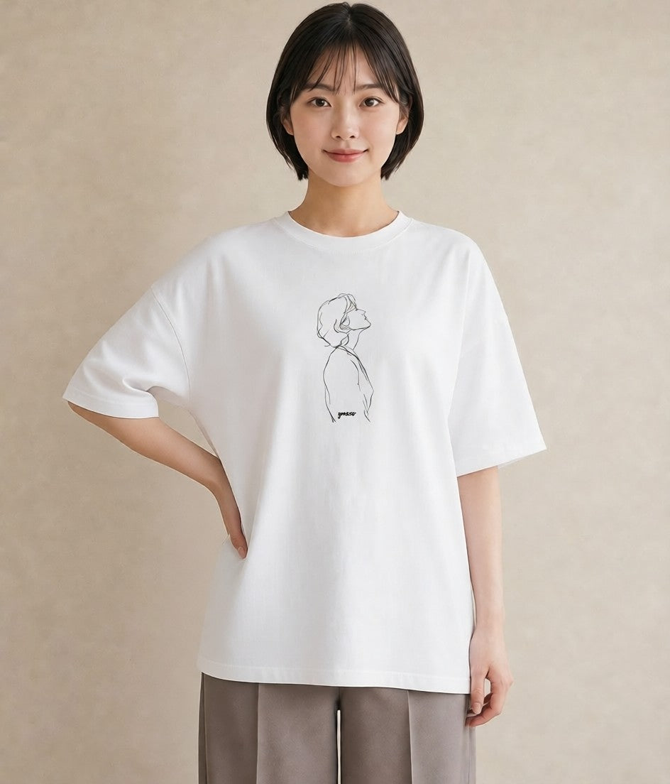 Tシャツ レディース 女の子 ガール 後ろ姿 イラスト 個性的 デイリーウェア 休日 白T