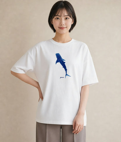半袖Tシャツ レディース サメ 海の生き物 海 イラスト 20代 カジュアルコーデ 白T