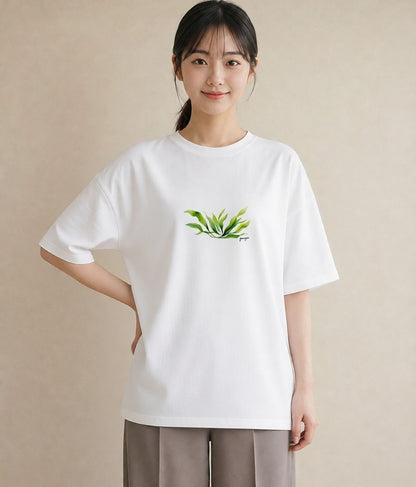 デザインTシャツ レディース ボタニカル 植物 イラスト 普段使い 春コーデ 姉妹 白T