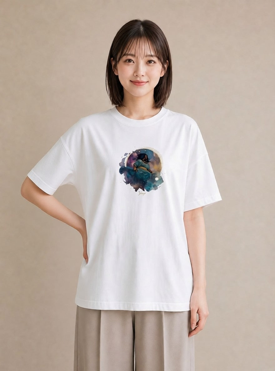 半袖Tシャツ レディース 蟹座 星空 宇宙 イラスト 個性的 敬老の日 ホワイトデー 白T