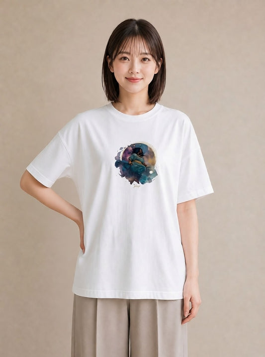 半袖Tシャツ レディース 蟹座 星空 宇宙 イラスト 個性的 敬老の日 ホワイトデー 白T