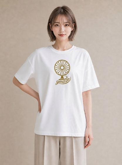 プリントTシャツ レディース 扇子 そよ風 ナチュラル アンティーク イラスト 可愛い カフェ服 クリスマス 白T