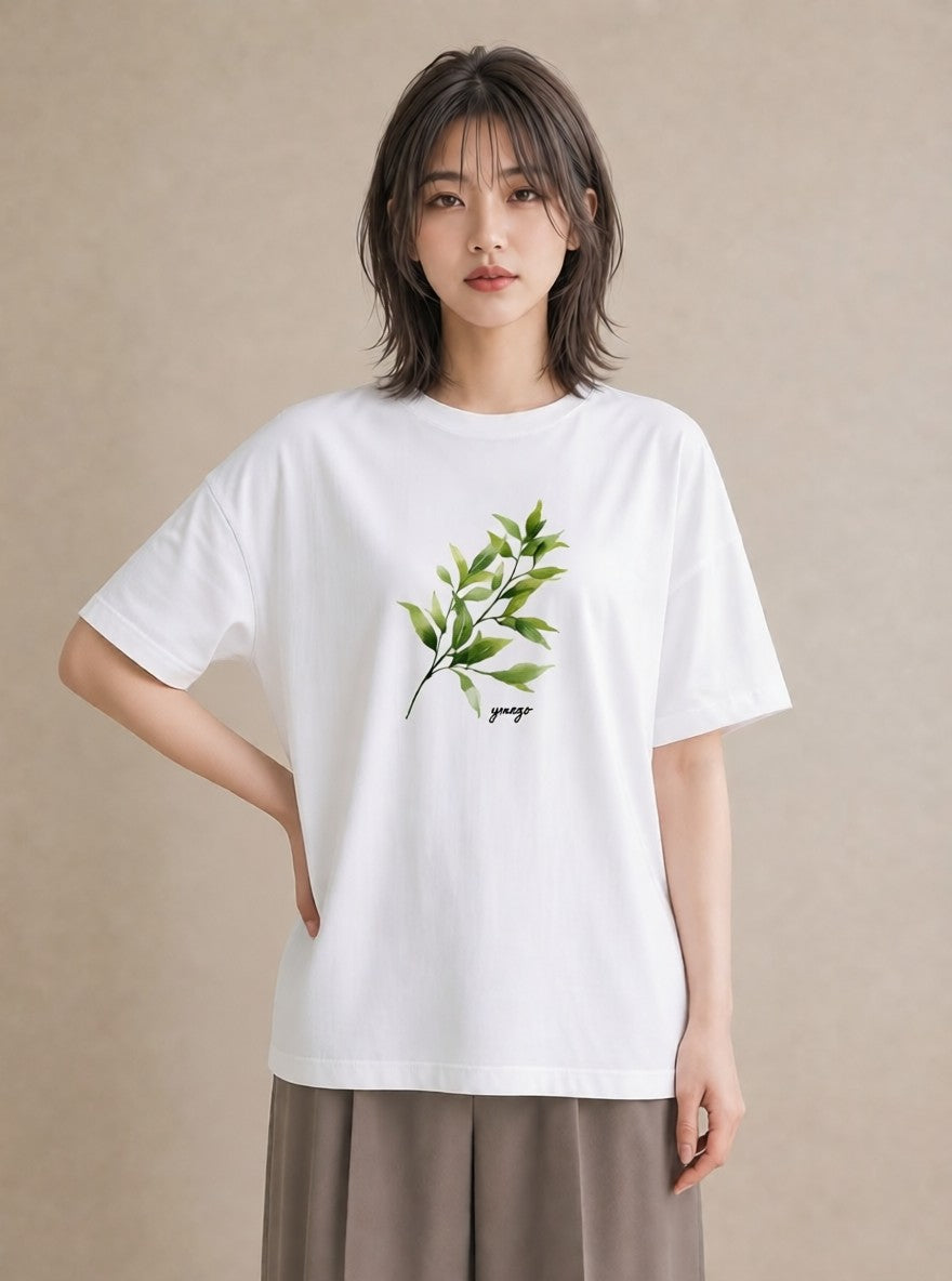 半袖Tシャツ レディース ハーブ 植物 ボタニカル イラスト 抜け感 部屋着 女性向けギフト 白T
