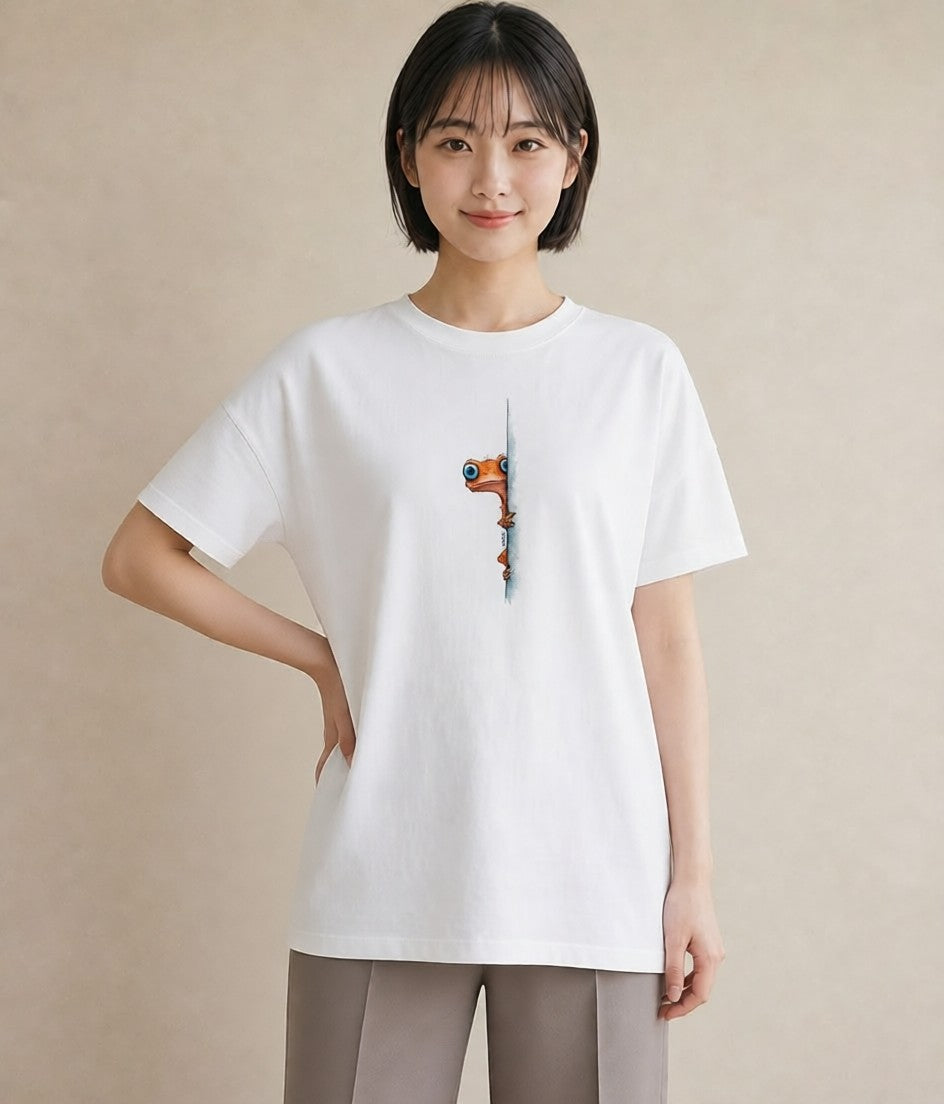 半袖Tシャツ レディース カエル ペット 動物 イラスト 水彩風 友達ギフト 部屋着 白T