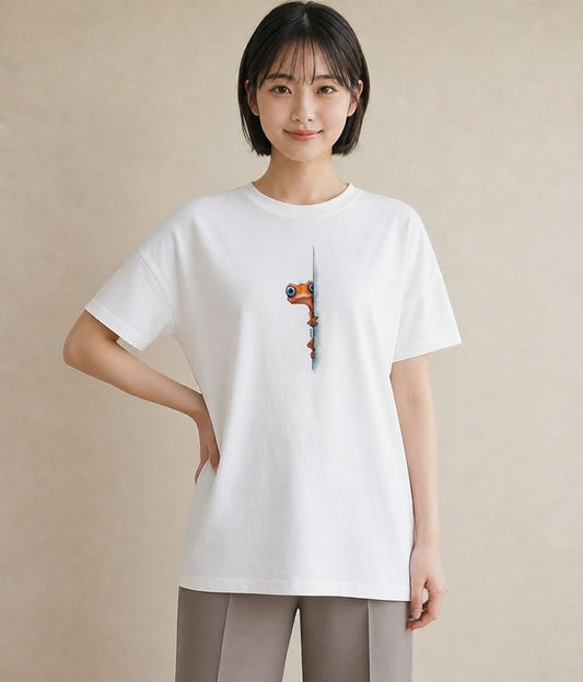 半袖Tシャツ レディース カエル ペット 動物 イラスト 水彩風 友達ギフト 部屋着 白T