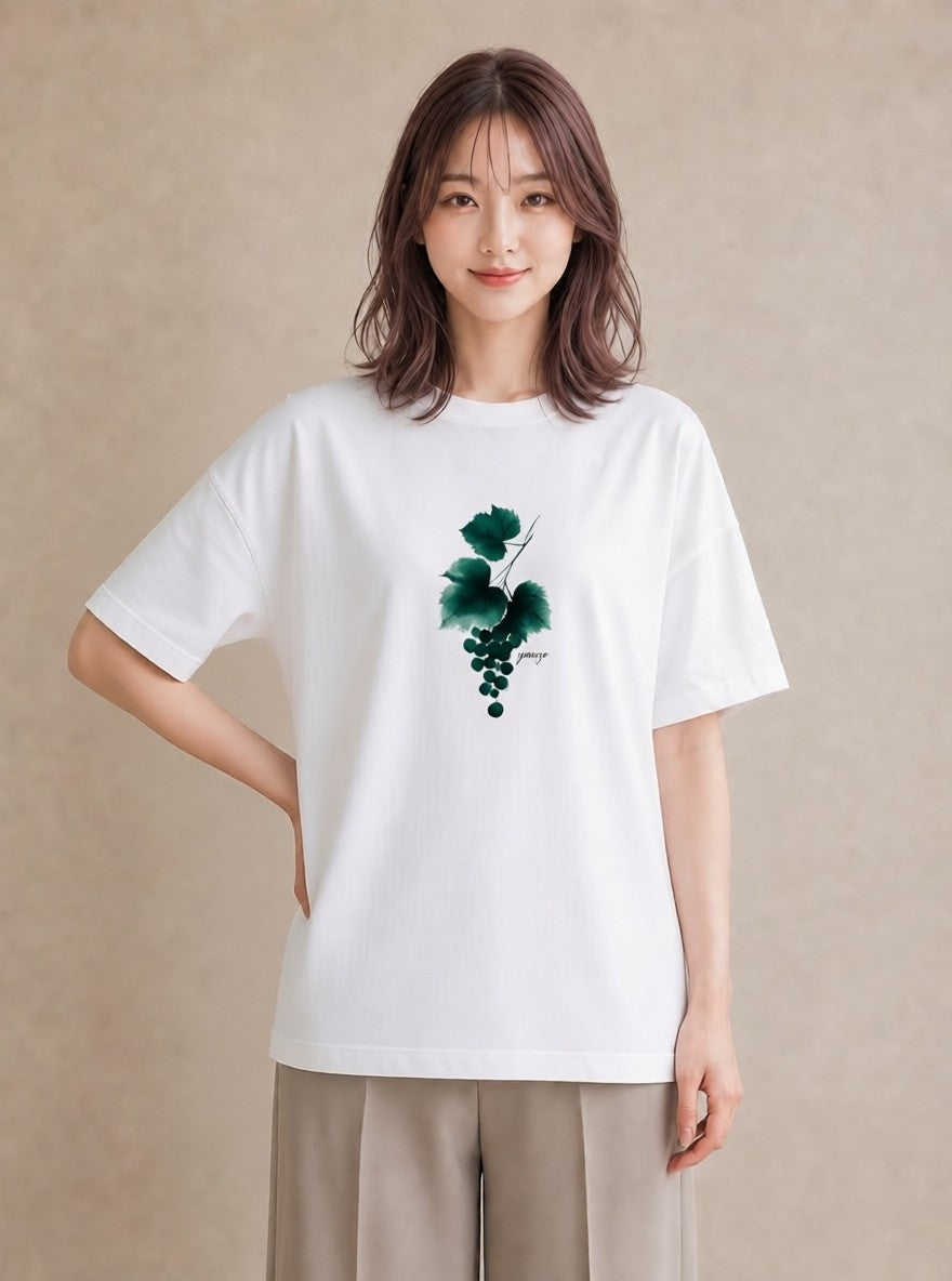 プリントTシャツ レディース つる 植物 ボタニカル イラスト 淡色 海 カフェ巡り 白T