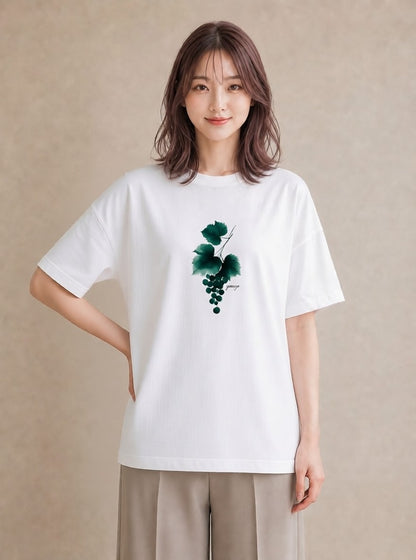 プリントTシャツ レディース つる 植物 ボタニカル イラスト 淡色 海 カフェ巡り 白T