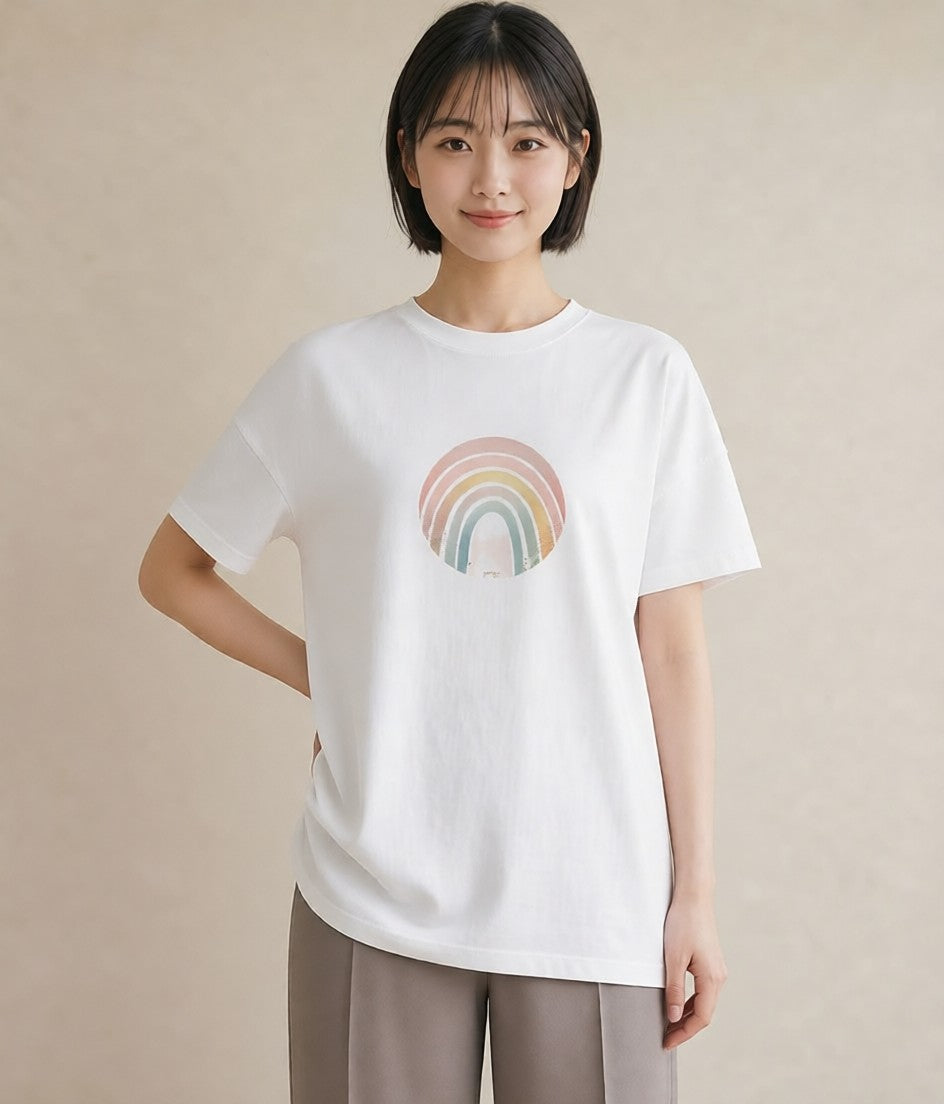 プリントTシャツ レディース オーロラ 星空 宇宙 イラスト ユニーク 女子会 お揃い 白T