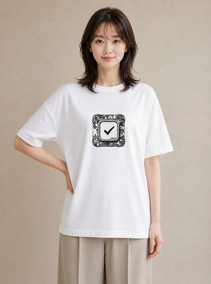 プリントTシャツ レディース 手鏡 アンティーク レトロ ナチュラル イラスト お洒落 通勤 在宅 白T