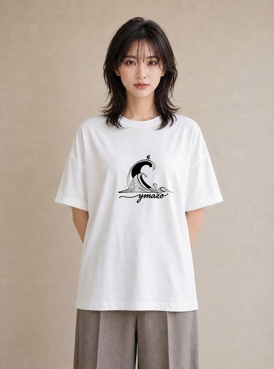 グラフィックTシャツ レディース 紙の船 水辺 ナチュラル アンティーク イラスト 手描き風 ペアコーデ 秋コーデ 白T