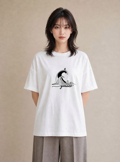グラフィックTシャツ レディース 紙の船 水辺 ナチュラル アンティーク イラスト 手描き風 ペアコーデ 秋コーデ 白T