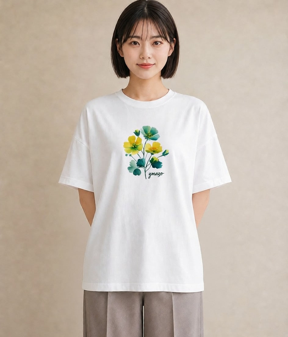 プリントTシャツ レディース パンジー 花 花柄 イラスト 上品 春コーデ 姉妹 白T
