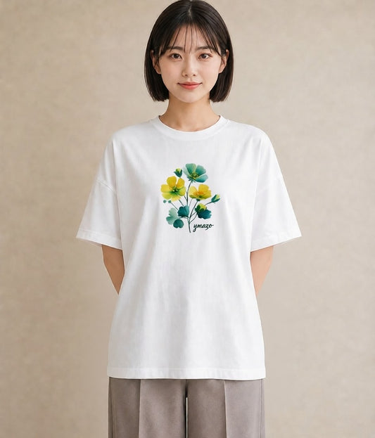 プリントTシャツ レディース パンジー 花 花柄 イラスト 上品 春コーデ 姉妹 白T